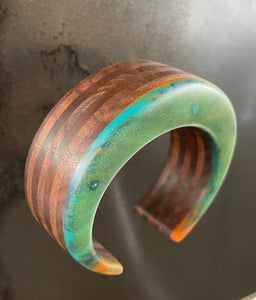 MEDIUM VEGA CUFF  - Walnut Wood Cuff with Multicolor Cast Resin