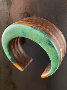 MEDIUM VEGA CUFF  - Walnut Wood Cuff with Multicolor Cast Resin