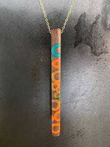 POST PENDANT - in Walnut Wood with Multicolor Resin 2