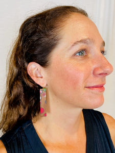 BUBBLES TAB SELECT - Walnut Wood Earrings with Multicolor Resin 4