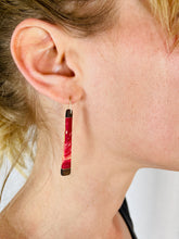 Load image into Gallery viewer, COLOBAR TAIL - Walnut Wood Earrings with Beet and Butter Resin
