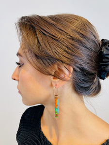 POST -  Walnut Wood Earrings with Multicolor Resin 2