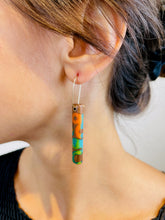 Load image into Gallery viewer, POST -  Walnut Wood Earrings with Multicolor Resin 2
