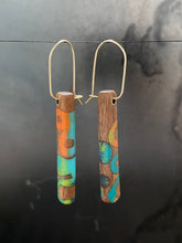 Load image into Gallery viewer, POST -  Walnut Wood Earrings with Multicolor Resin 2
