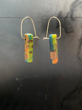 Load image into Gallery viewer, POST -  Walnut Wood Earrings with Multicolor Resin 3
