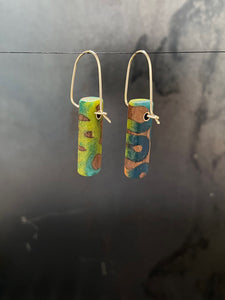 POST -  Walnut Wood Earrings with Multicolor Resin 3