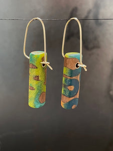 POST -  Walnut Wood Earrings with Multicolor Resin 3