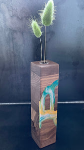 SMALL WALL VASE -  Walnut and Cast Resin