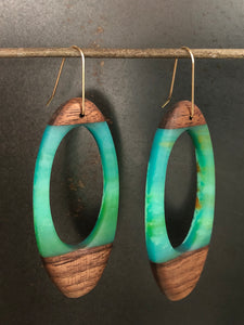 SELECT DRAPER LOOP - Walnut Wood Earrings with Cast Resin