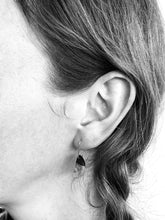 Load image into Gallery viewer, MINI HORNS - Walnut Wood Earrings with a Teal Resin Blend
